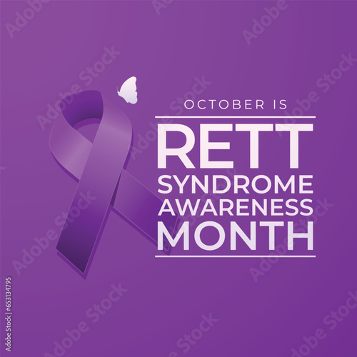 Rett Syndrome Awareness Month design template good for celebration usage. purple ribbon vector design. purple ribbon illustration. flat design. vector eps 10.