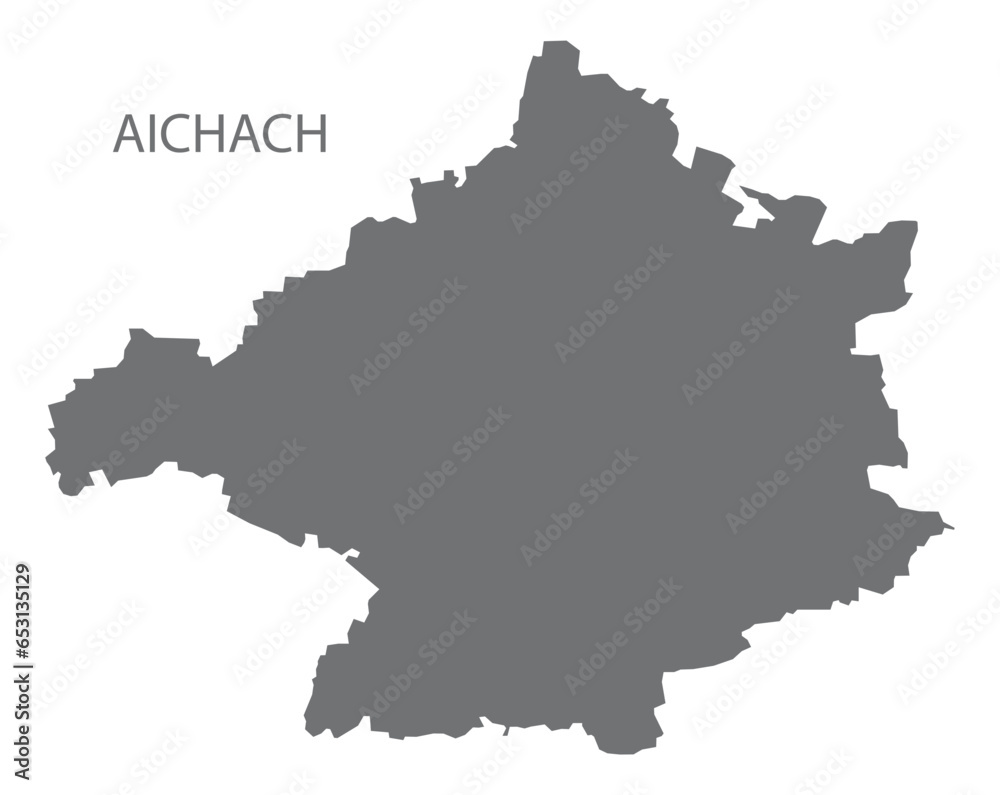 Aichach German city map grey illustration silhouette shape