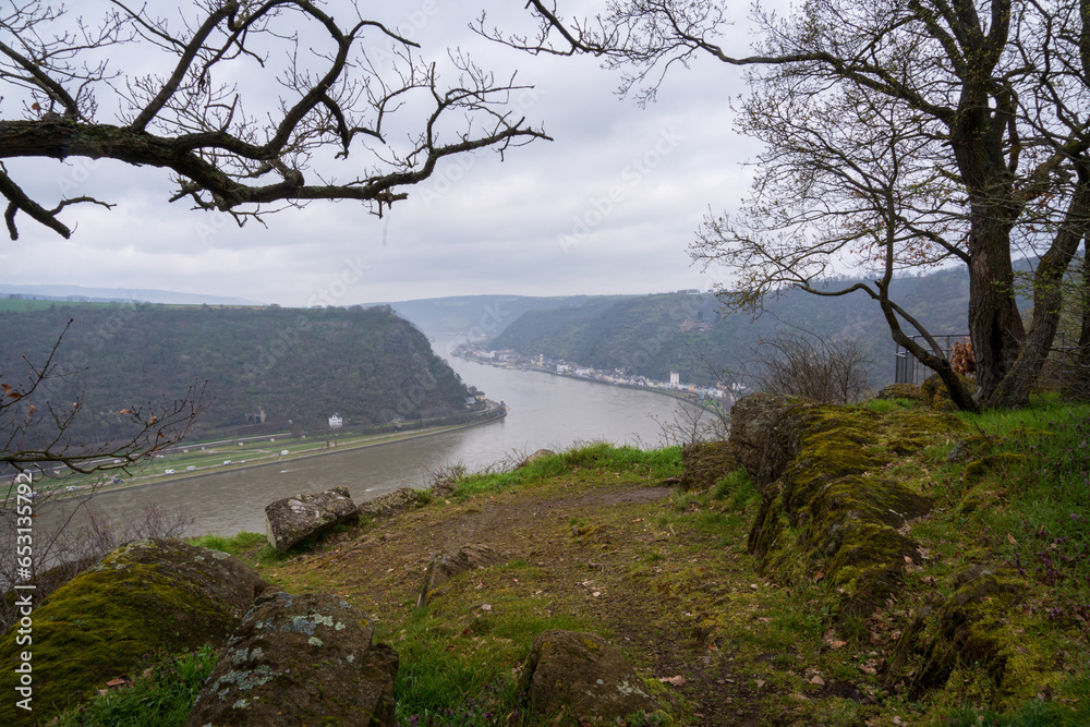 Lorelei Rock Hill Along the Rhine River in Germany