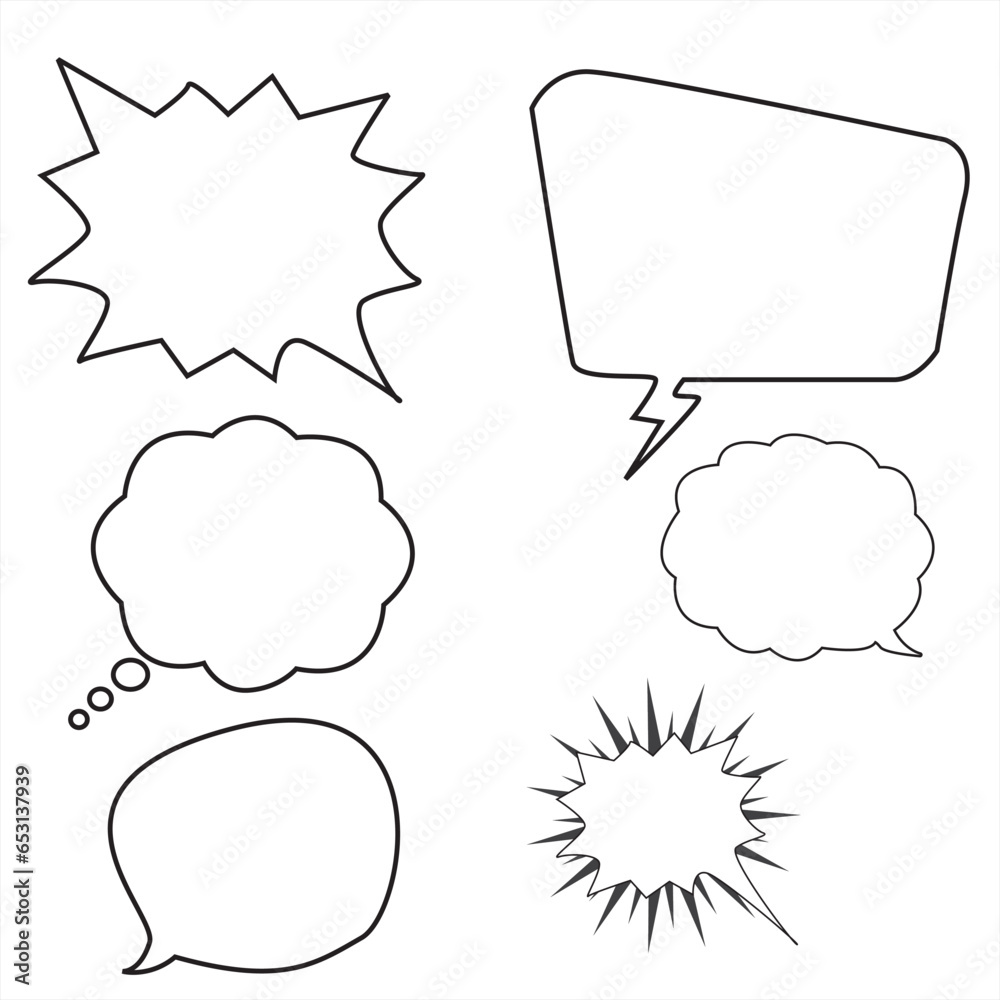 Set of simple line speech bubbles / comments, speech bubbles, lines, frames, clouds Set of simple line speech bubbles / comments, speech bubbles, lines, frames, clouds