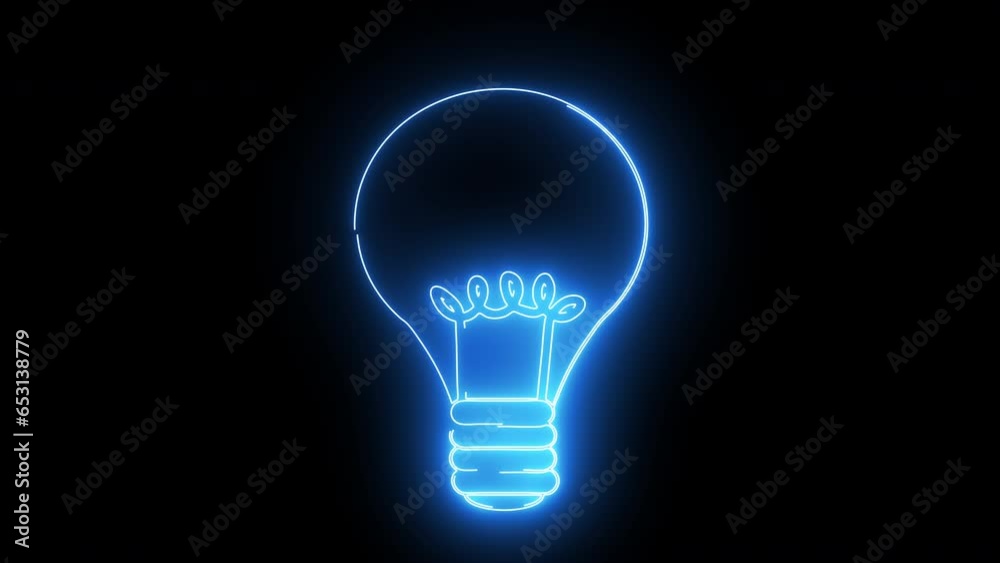 animated light bulb logo with glowing neon lines animated light bulb logo with glowing neon lines