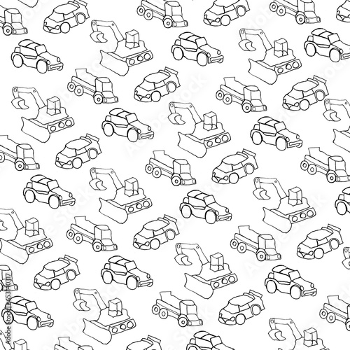 Doodle cars on white background  children illustration