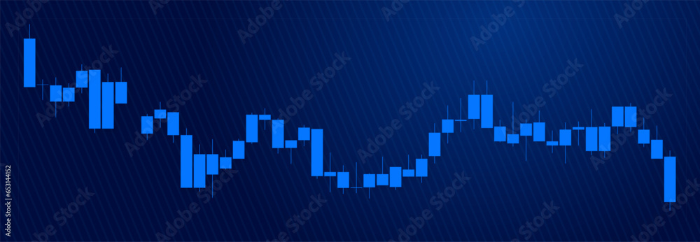 Trading of stock Chart blue technology Background template. trade Chart of forex, cryptocurrency, stock market and Binary option with Candles and indicators. Exchange buy sell in financial market.