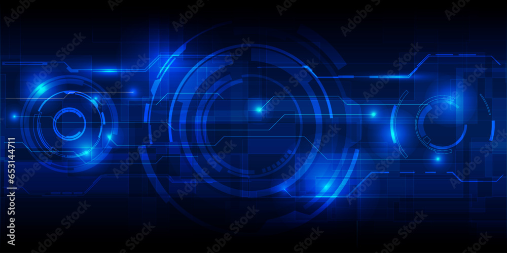 Fototapeta premium Vector illustration of abstract digital high technology background with high end of HUD interface.Futuristic technology concepts.