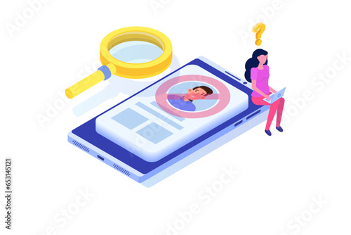 No user found concept. Isometric Vector illustrations for banner, website, landing page, flyer.