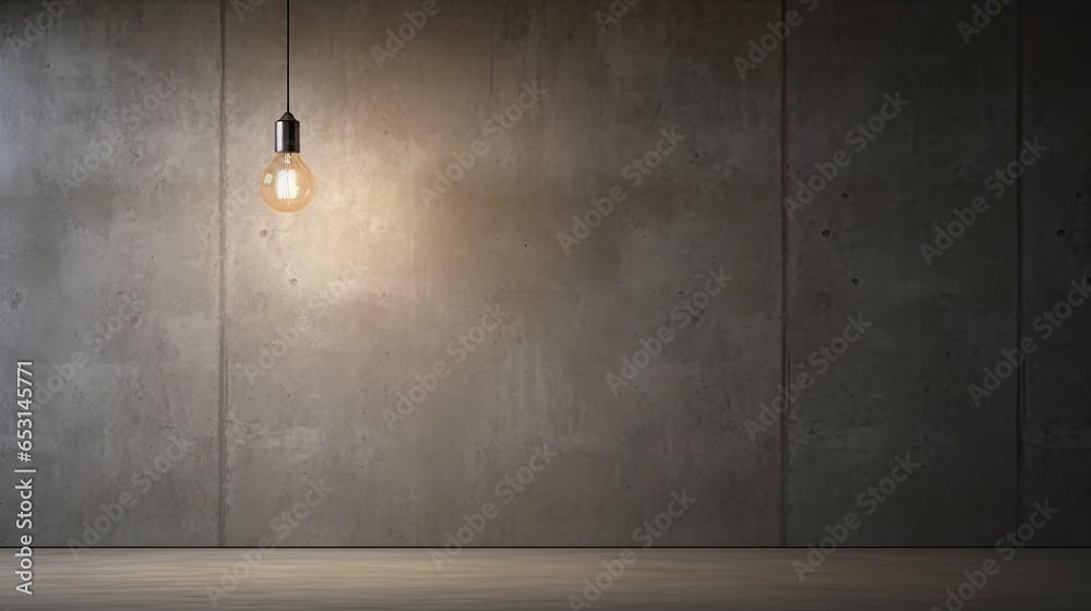 industrial lamp hanging in front of a concrete wall (Generative AI) industrial lamp hanging in front of a concrete wall (Generative AI)