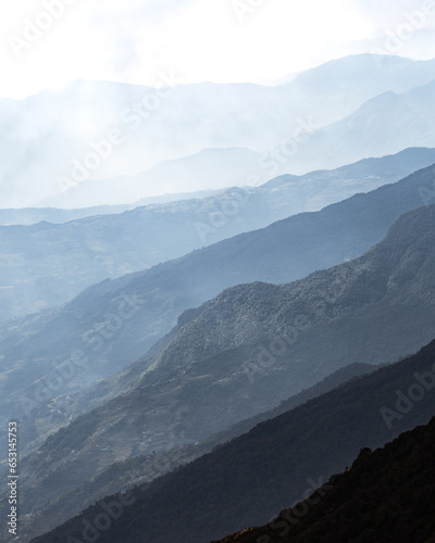 mountain layers in himalayas, nepal