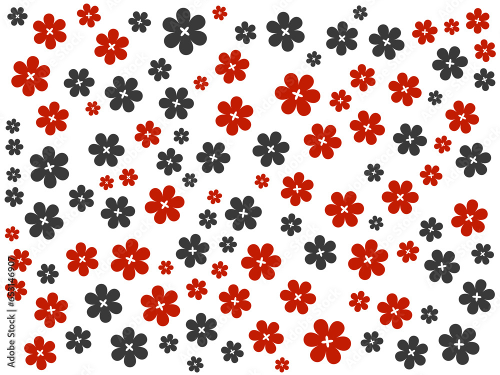 Elegant and charming red and black floral background vector design, with symmetrical patterns and contrasting colors