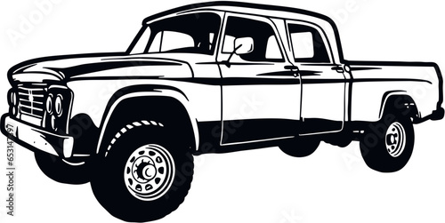 Classic Truck 90s, Muscle car, Classic car, Stencil, Silhouette, Vector Clip Art - Truck 4x4 Off Road - Off-road car for tshirt and emblem