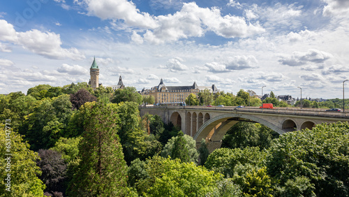 The Adolf's Bridge, the largest stone arch bridge in the world in Luxembourg City, the bridge is named after Duke Adolf of Luxembourg photo