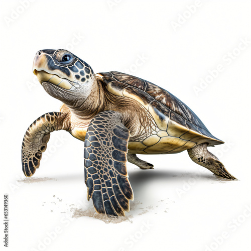 Kemps riley sea turtle isolated on white background photo