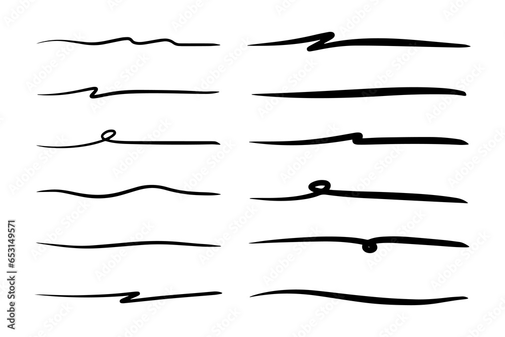 Vector set of hand drawn underline. Vector set of hand drawn underline.