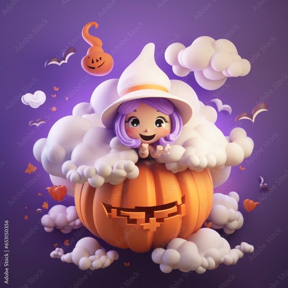 Naklejka premium Happy halloween, kids will enjoy the halloween festival, the ghosts will come out on the halloween festival.Generative Ai