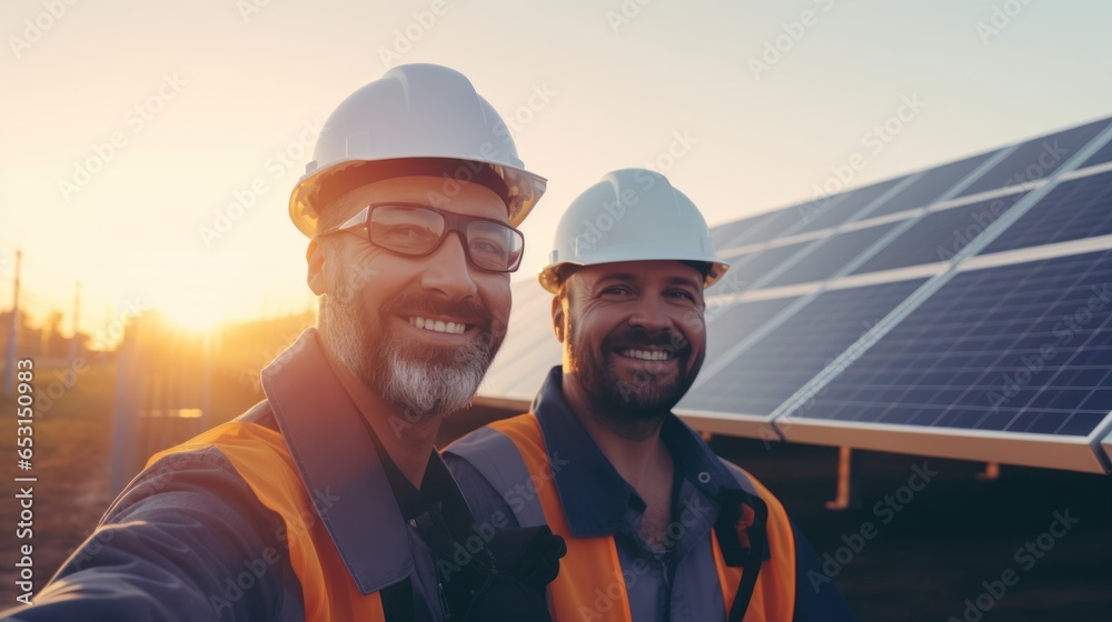 Business man engineer outdoor in the solar energy park, successful in green innovation investment. Business man engineer outdoor in the solar energy park, successful in green innovation investment.