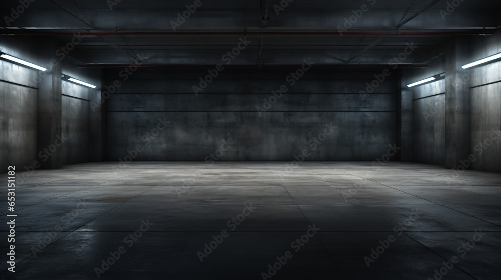 Large empty car garage diffuse background