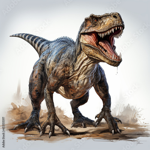 T rex dinosaur on a white background  Generative AI