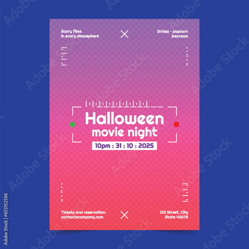 Vector Halloween Cinema Flyer vertical poster template (ID: 653152586)