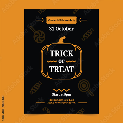 Vector Halloween Club Party Flyer vertical poster template (ID: 653152587)