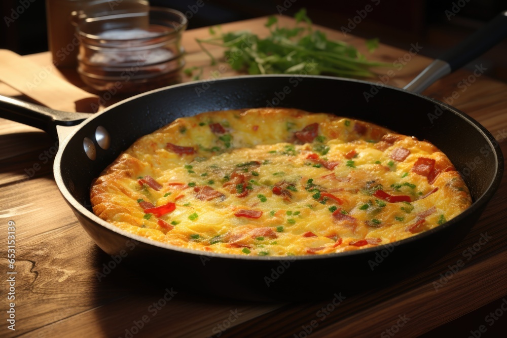 Frittata with ham on a plate