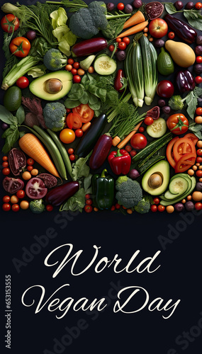 World Vegan Day banner template with vegetable illustration photo