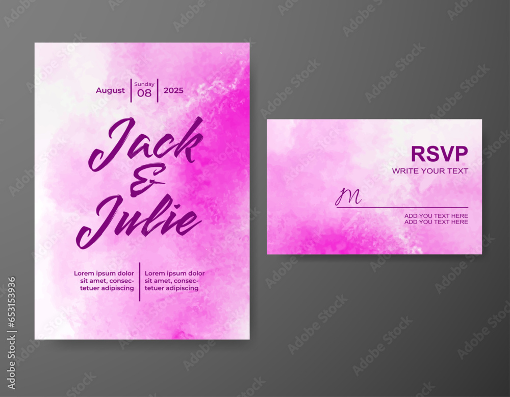 Wedding invitation with abstract watercolor background