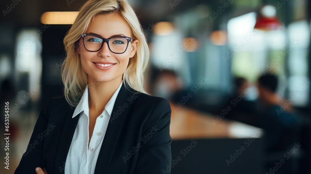 young business woman looking at camera in the office young business woman looking at camera in the office