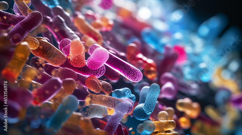 macro view of healthy gut bacteria and microbes