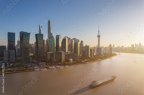 Bird eye view of financial district buildings  Shanghai  China