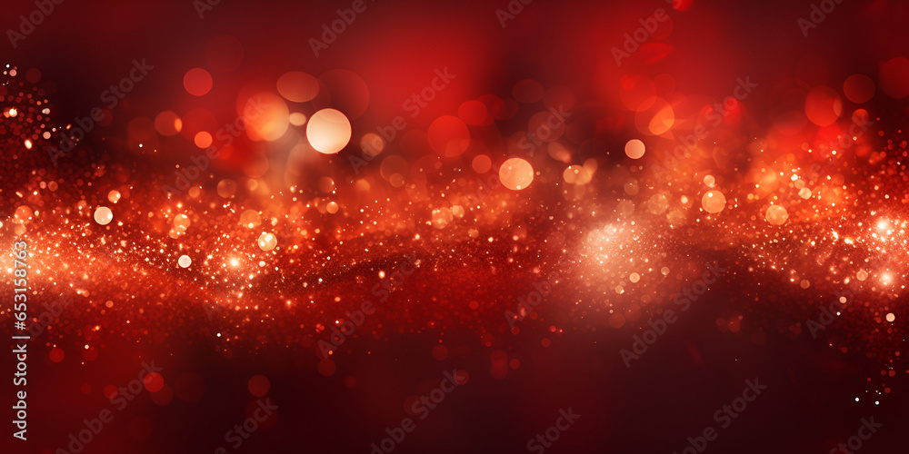 Abstract red shiny glitter Christmas background with copy space - obrazy, fototapety, plakaty 