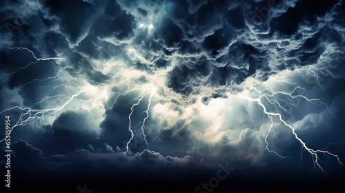 Thunderbolt against a dark stormy sky
