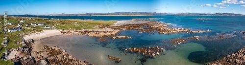 Aerial view of Cloughcorr beach on Arranmore Island in County Donegal, Republic of Ireland photo