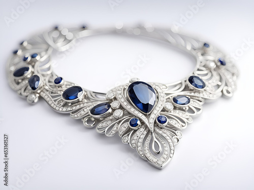 Silver necklace with sapphires.