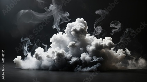 Back and white smoke explosion isolated on transparent background