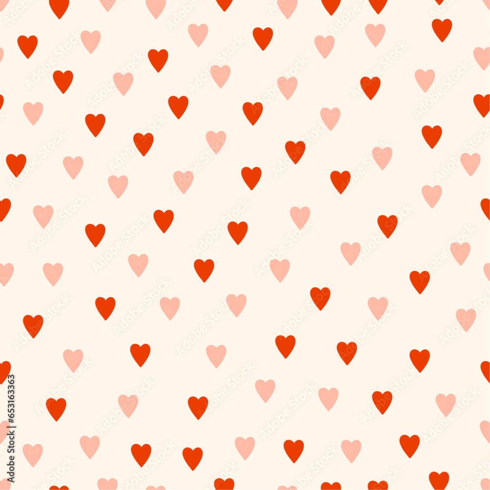 Cute hearts seamless pattern. Random romantic pattern in retro style. Simple vector red and pink hearts. Creative design for fabric, notebook, gift wrapping. Cute hearts seamless pattern. Random romantic pattern in retro style. Simple vector red and pink hearts. Creative design for fabric, notebook, gift wrapping.