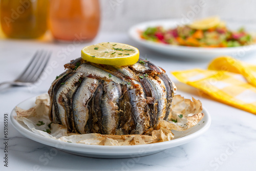 Anchovy pilaf (hamsi pilav), Turkish cuisine, Black Sea specialty (Turkish name; hamsili pilav) photo