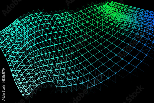 Vector background of net cells. Fish football sport syrface. Fluid flow on wind. Flag fabric data processing.