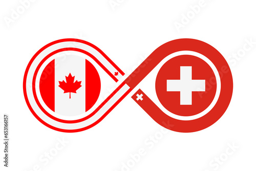 unity concept. canada and switzerland flags. vector illustration isolated on white background