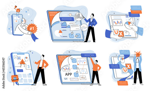 Application testing metaphor. Vector illustration. Software testing, defensive line safeguarding from unexpected breakdowns Application testing, crucible where coding errors are uncovered