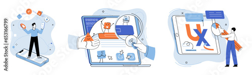 Application testing metaphor. Vector illustration. Application testing, detector identifying glitches for smoother software operation App test, obstacle course testing agility of app Software testing