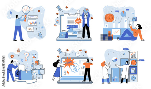 Promotion discount sale. Vector illustration. Sales index, pulse of businesss health Forecast of future sales, magic mirror reflecting business prospects Flash sale online, game of fast fingers