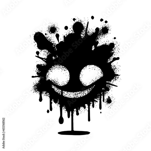 Spray Painted Graffiti spray devil emoji icon isolated on white background.