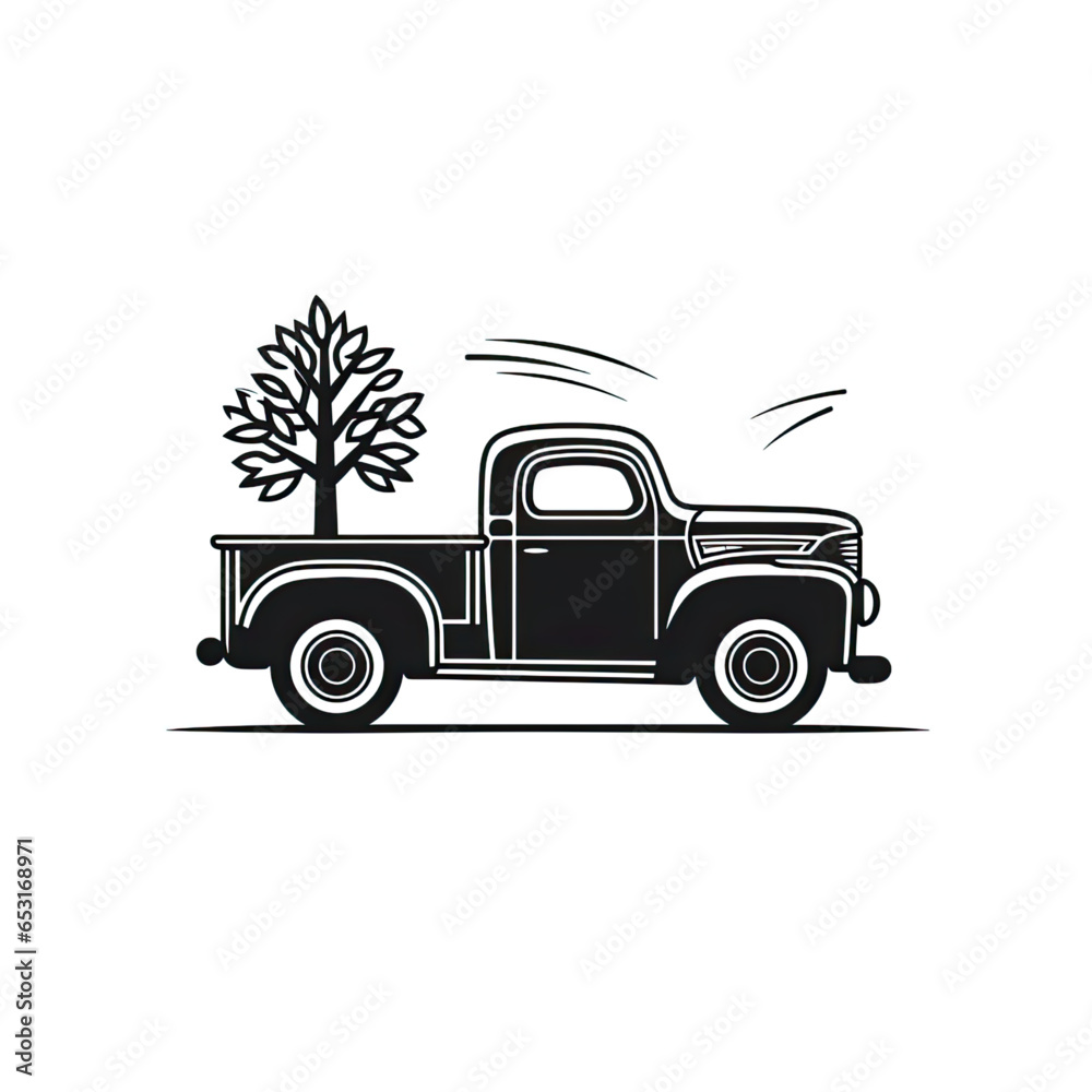 vintage farm truck white background