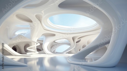 Abstract white interior of the future with glass  © Abdul