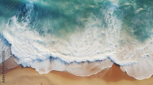 Beach and waves from top view 