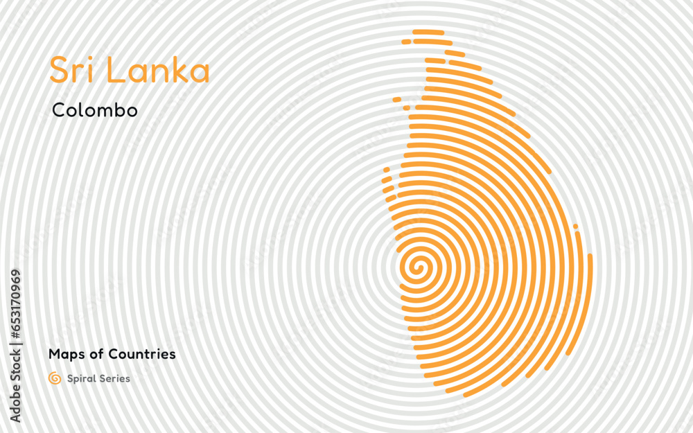 Creative map of Sri Lanka. Political map. Colombo Capital. World Countries vector maps series. White Spiral series Creative map of Sri Lanka. Political map. Colombo Capital. World Countries vector maps series. White Spiral series