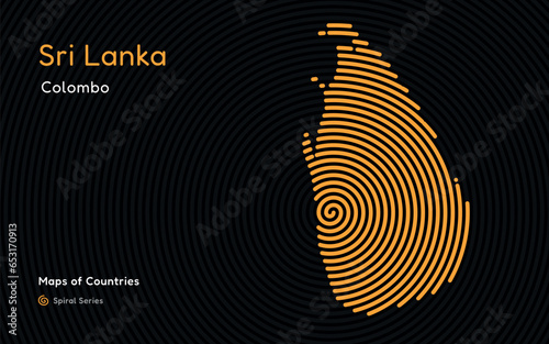 Creative map of Sri Lanka. Political map. Colombo Capital. World Countries vector maps series. Spiral series