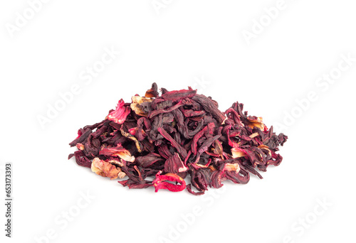 Dry Hibiscus Tea Isolated, Dry Rose Petals, Fruit Red Tea, Karkade Leaves, Dried Herbal Drink, Roselle Petal