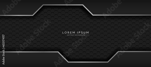 The dark background consists of reflective metallic lines. hexagonal metal texture background