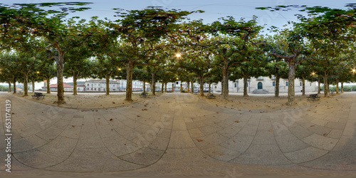360º panoramic view of the park of Celanova with the monastery of San Salvador. photo