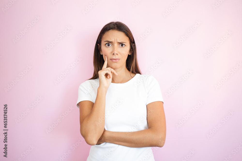Woman in Doubt Confused Puzzled Troubled Copy Space Woman in Doubt Confused Puzzled Troubled Copy Space